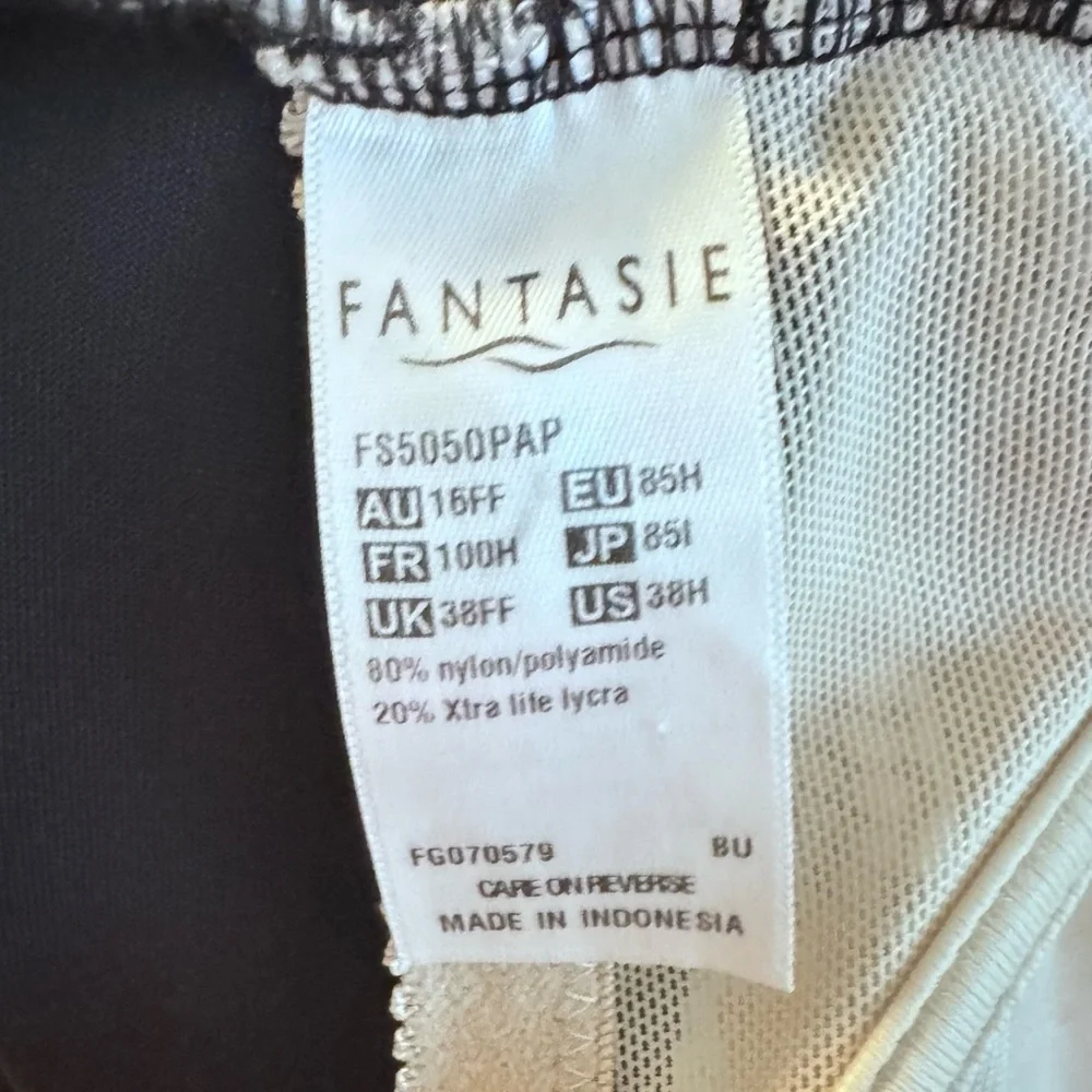 🏊‍♀️Fantasie Elegant Black, White, and Orange Swimsuit 🩱 One Piece w/ Underwire - Picture 3 of 4